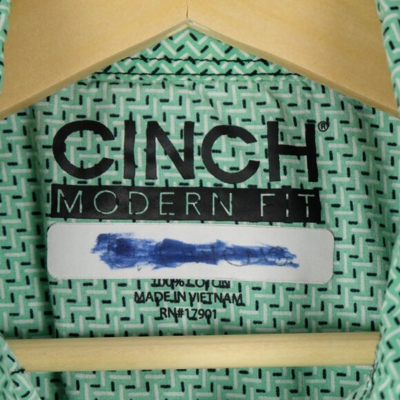 Cinch Shirt Mens Extra Large Green Geometric Pearl Snap Western Cowboy Colorful - Picture 8 of 9